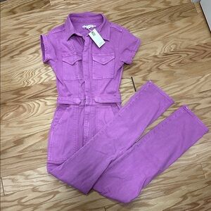 Good American Pink Denim Jumpsuit